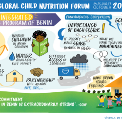 live illustration showing the many different areas facets of Benin's National Integrated School Meal Program